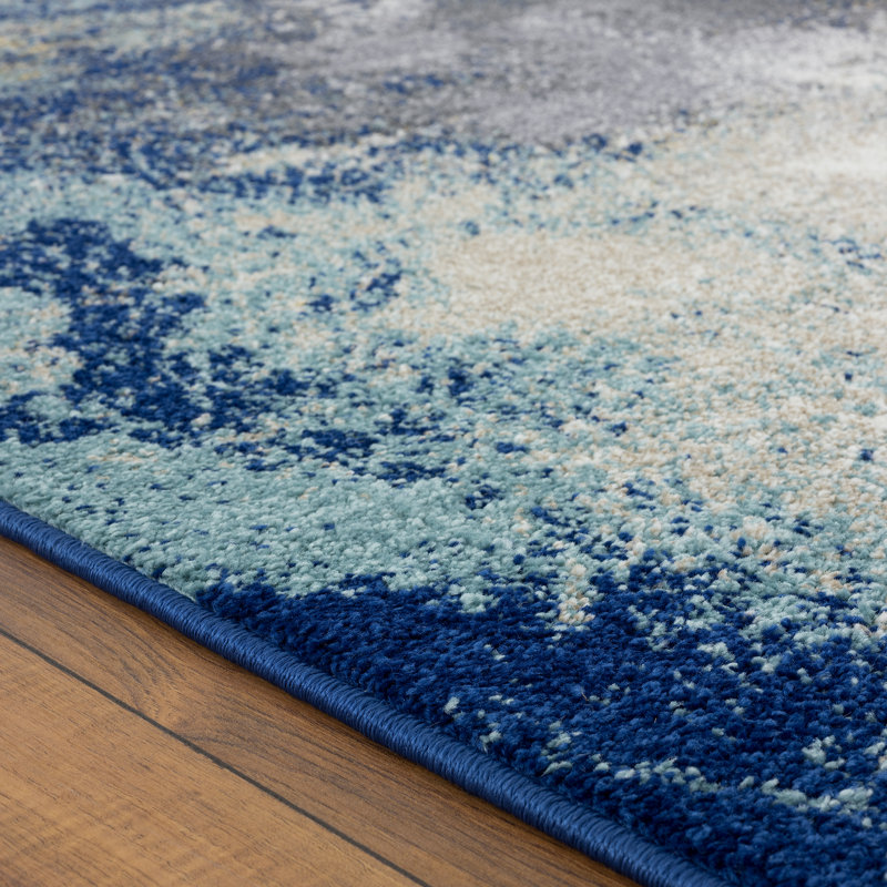 Wrought Studio Bellicent Performance Blue Rug & Reviews Wayfair